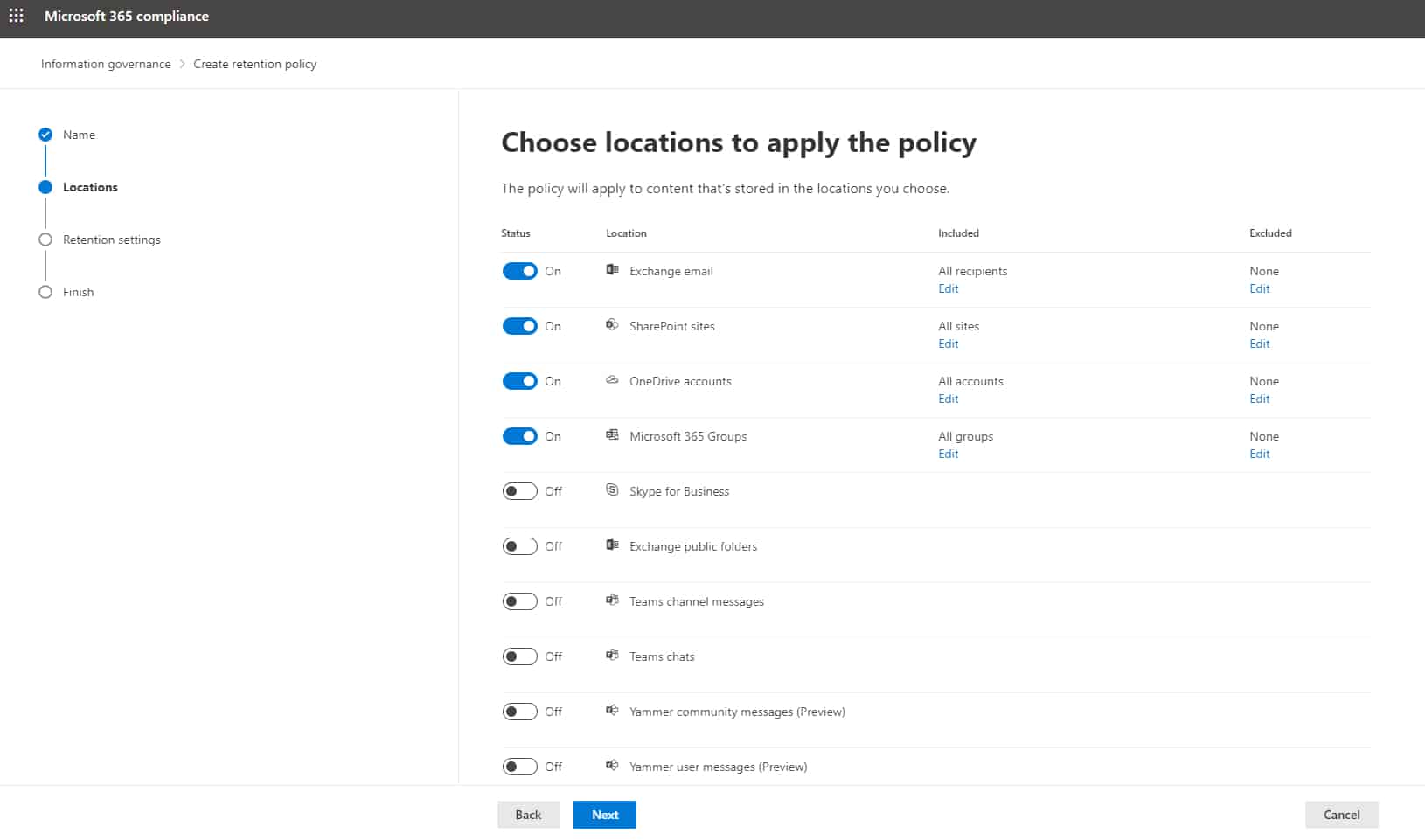 Microsoft 365 Retention Policies