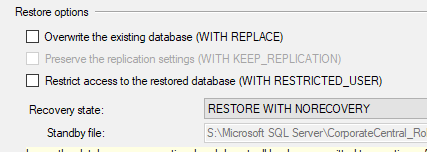 change the Recovery state to RESTORE WITH NORECOVERY