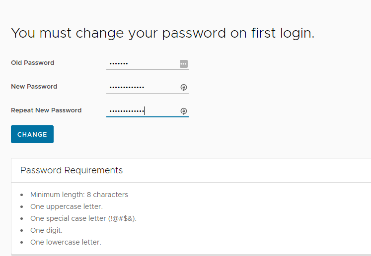 Change your password for the VMware Skyline Collector