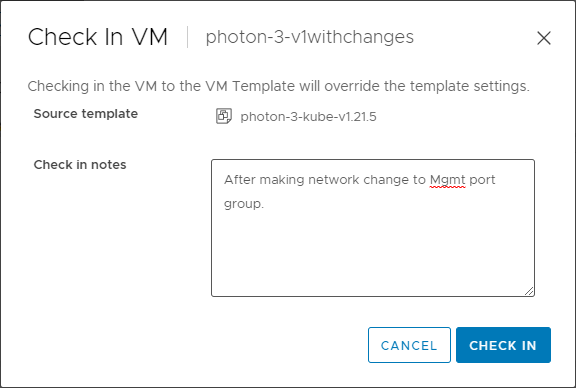 Check In the VM