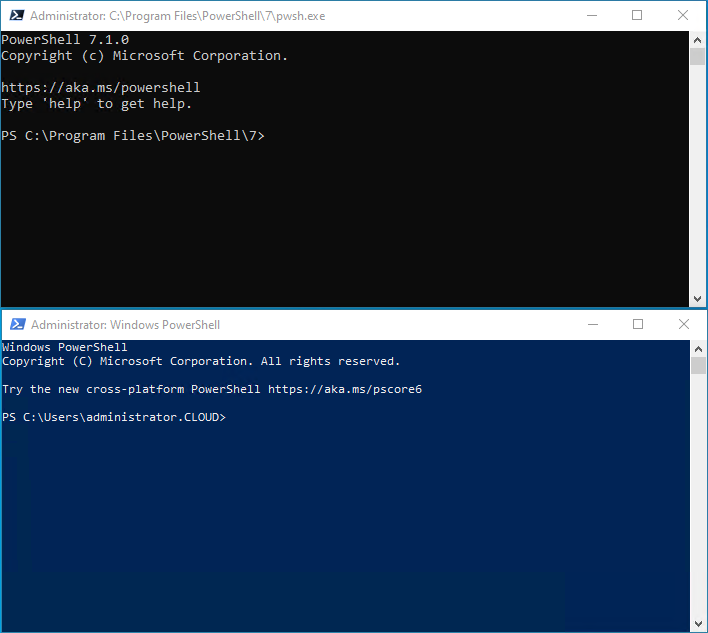 Comparing PowerShell Core and legacy PowerShell environments