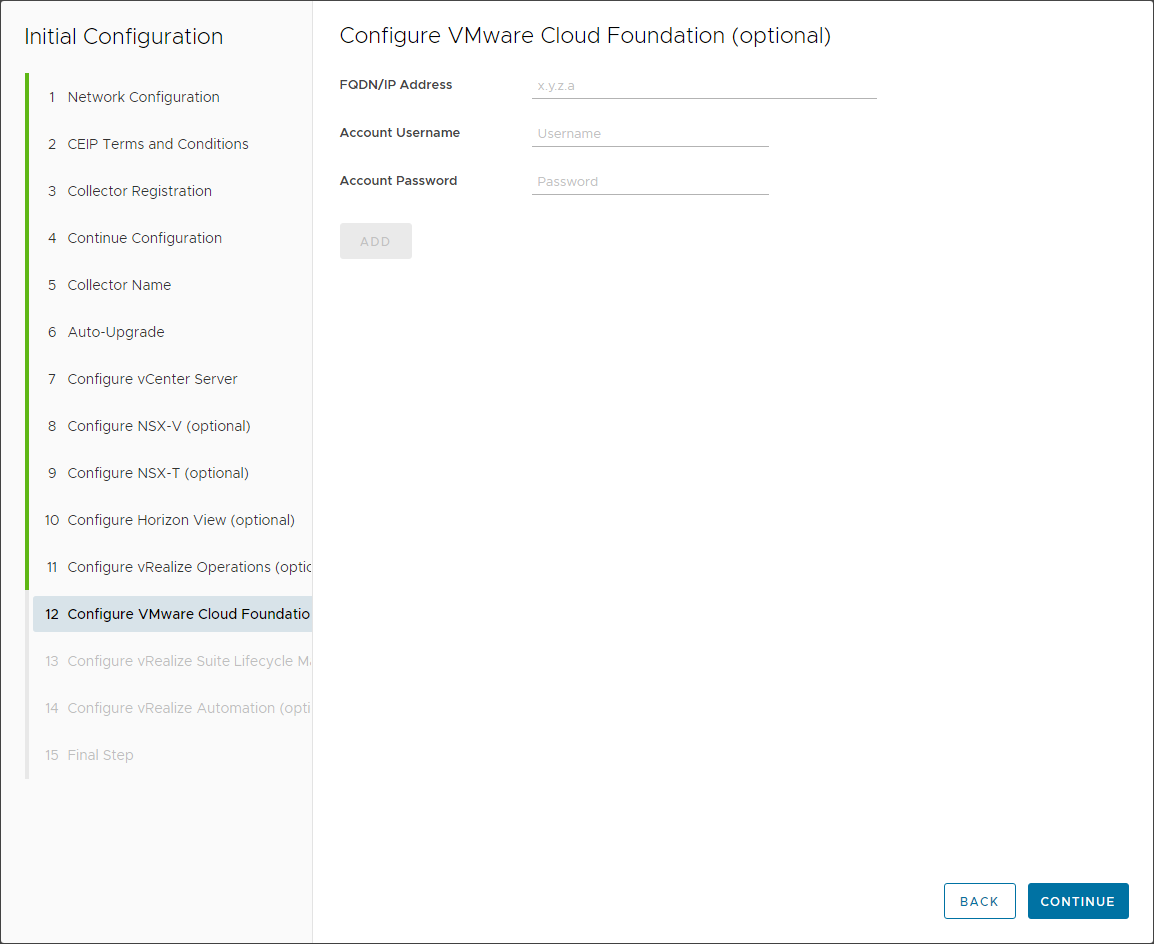 Configure a connection to VMware Cloud Foundation