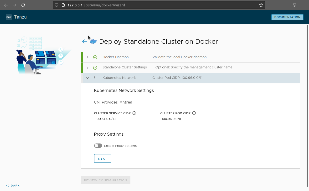 Configuring the Tanzu Community Edition standalone cluster network settings