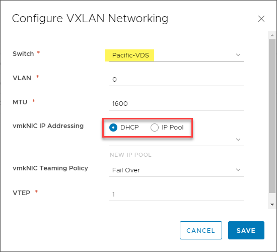 Configuring VMware VXLAN networking