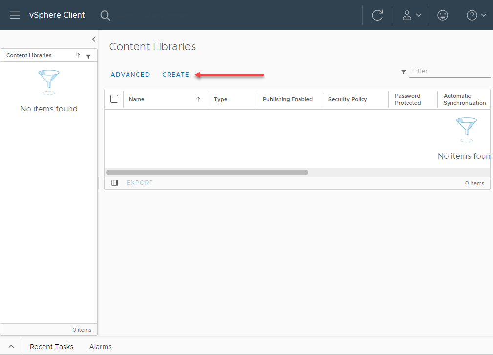 Creating a new Content Library in the vSphere Client