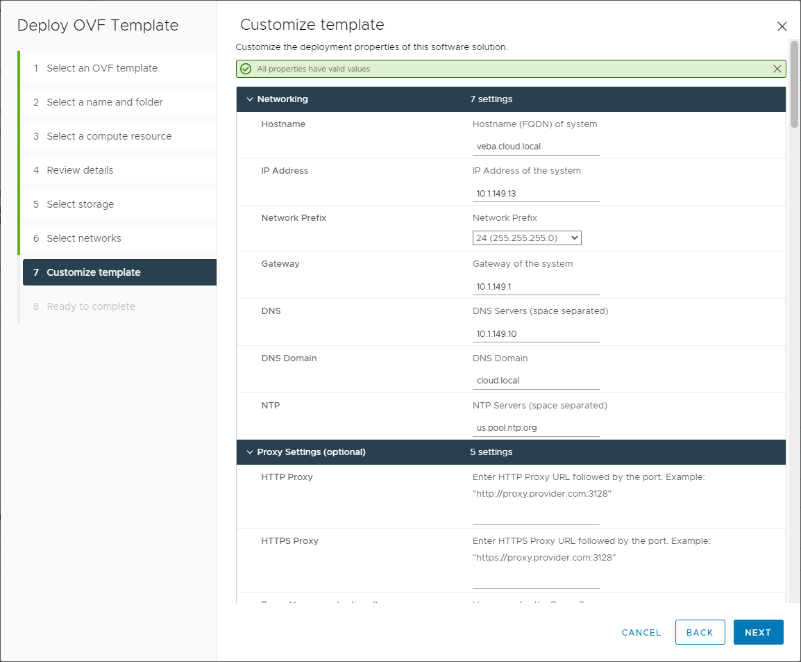 Customize template configuration deploying the VMware Event Broker Appliance