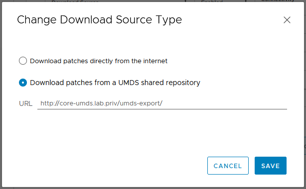 Download Patches from a UMDS shared repository