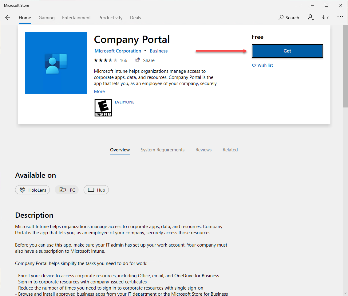 Download the Company Portal app