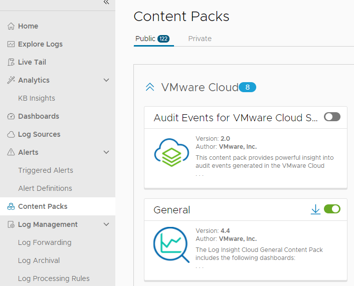 Go to Content Packs > Public > Enable those that apply to your environment.