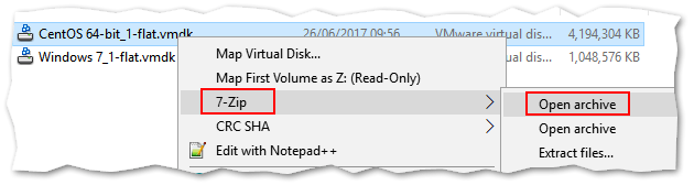 How to open VMDK file as an archive using 7-Zip