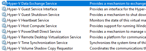 Integration services installed in Windows 10
