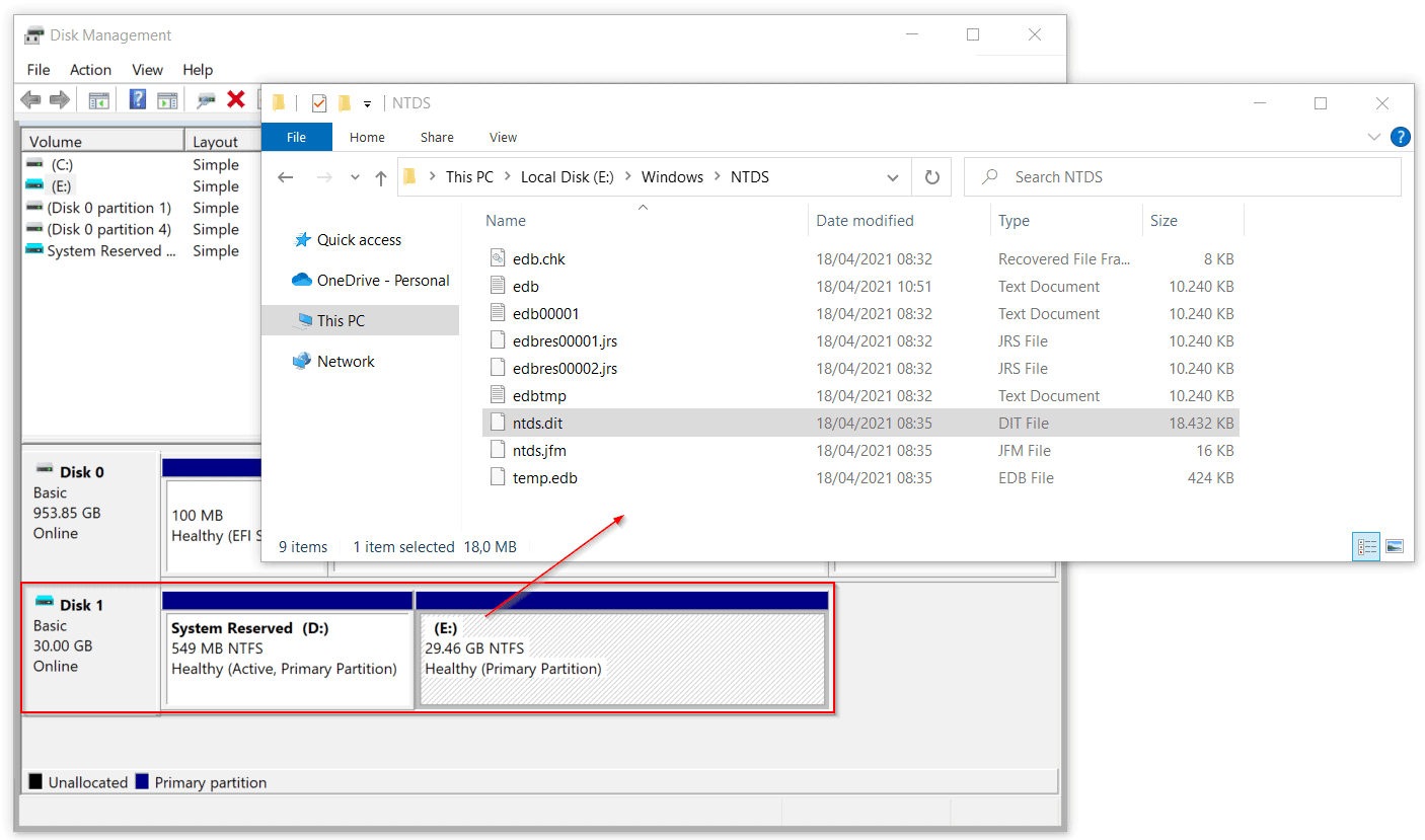 Malicious Hyper-V Admin exported and attached VHD to Disk Management