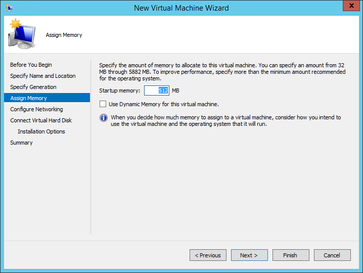 New VM: Memory Settings