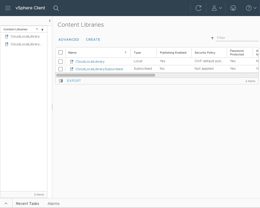Published and subscribed content library on the same vCenter Server