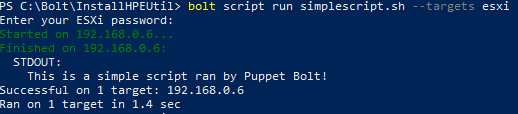 Running Pupper Bolt script ESxi