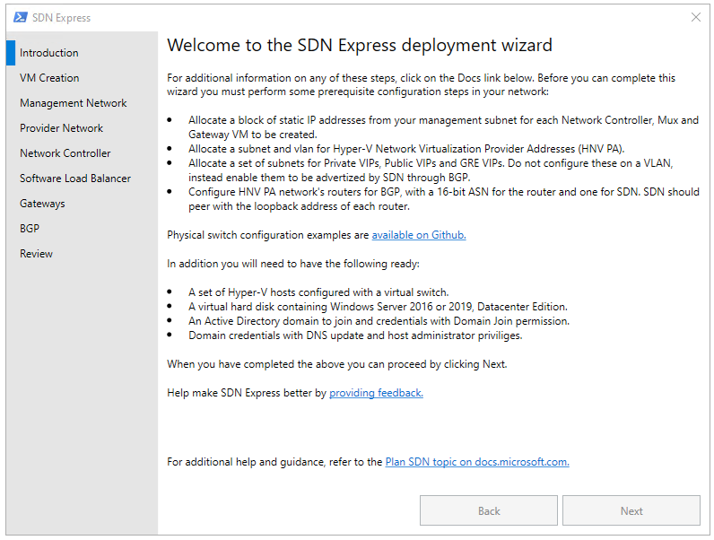 SDN Express deployment wizard