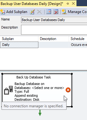 SQL Server Backup Up Database Task