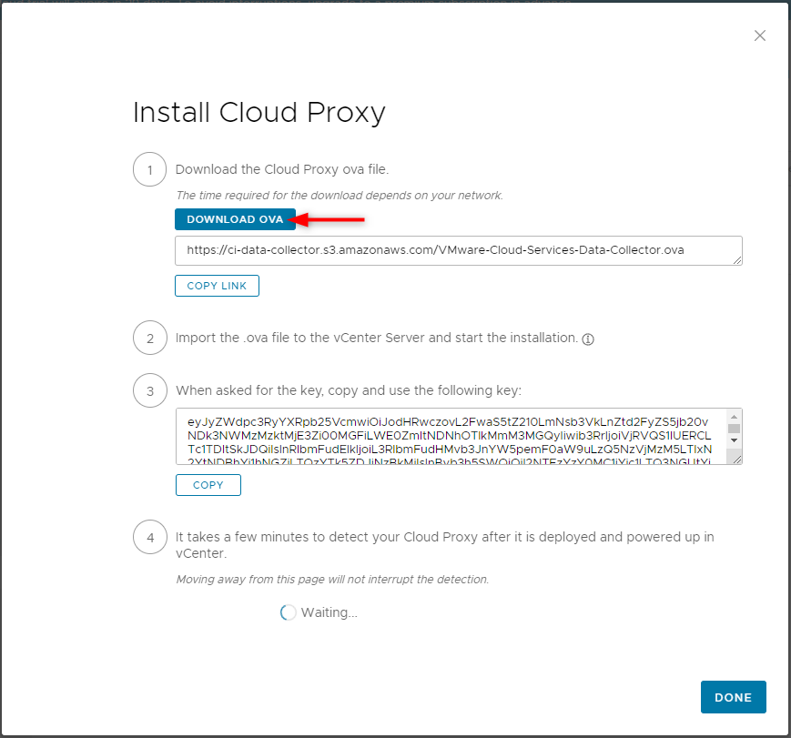 The Cloud Proxy appliance must be downloaded from your vRealize Log Insight Cloud console