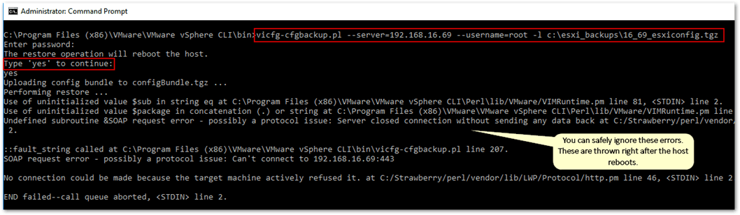The vicfg-cfgbackup command is used for both backups and restores