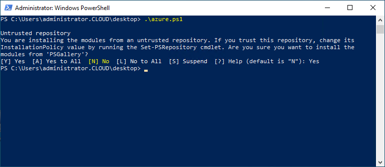 Trusting the PowerShell gallery during the installation of the Azure PowerShell Module