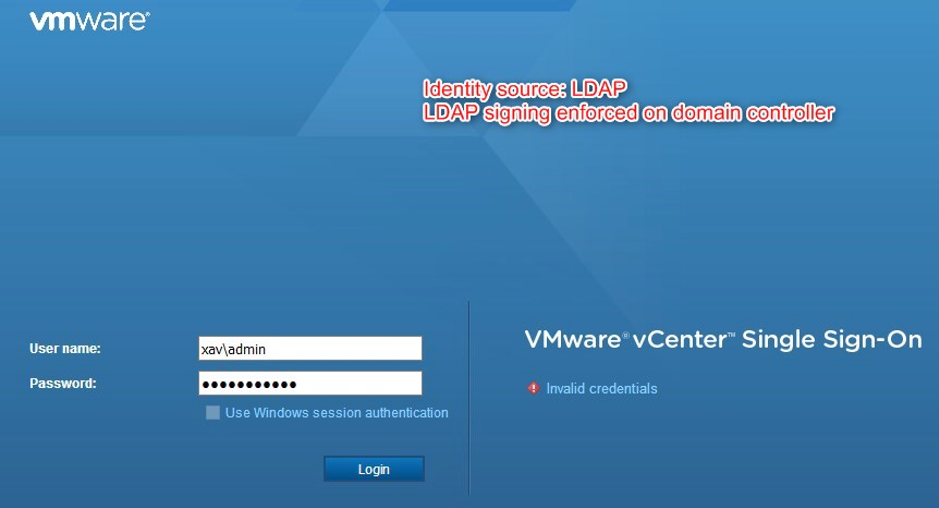Unencypted LDAP vCenter Single Sign in