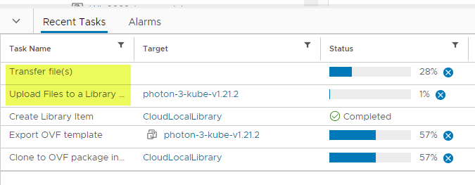 Uploading a virtual machine template to the Content Library