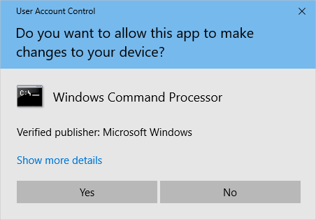 User Account Control Windows Command Processor