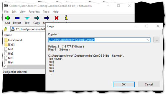 Using 7-Zip to copy the contents of a VMDK to a Windows folder