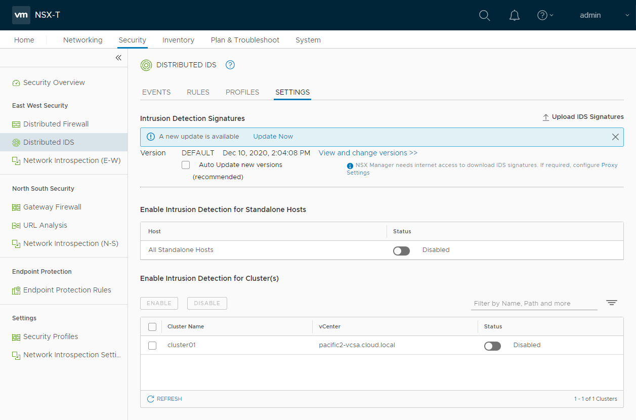 VMware NSX-T Distributed IDS/IPS