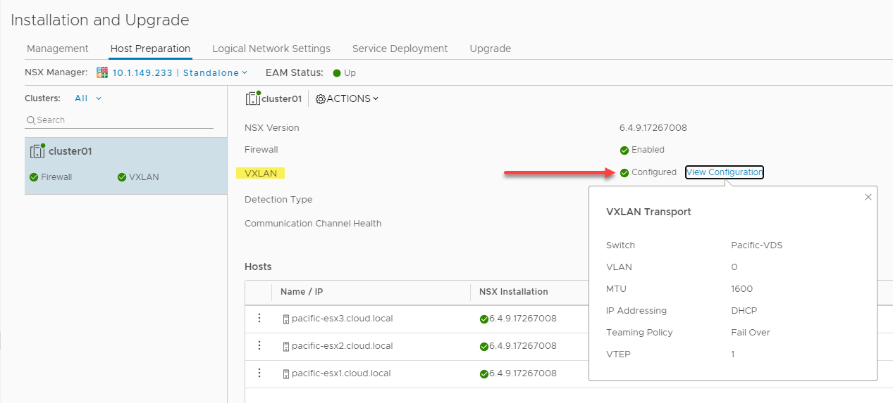 VXLAN successfully configured in VMware NSX-V